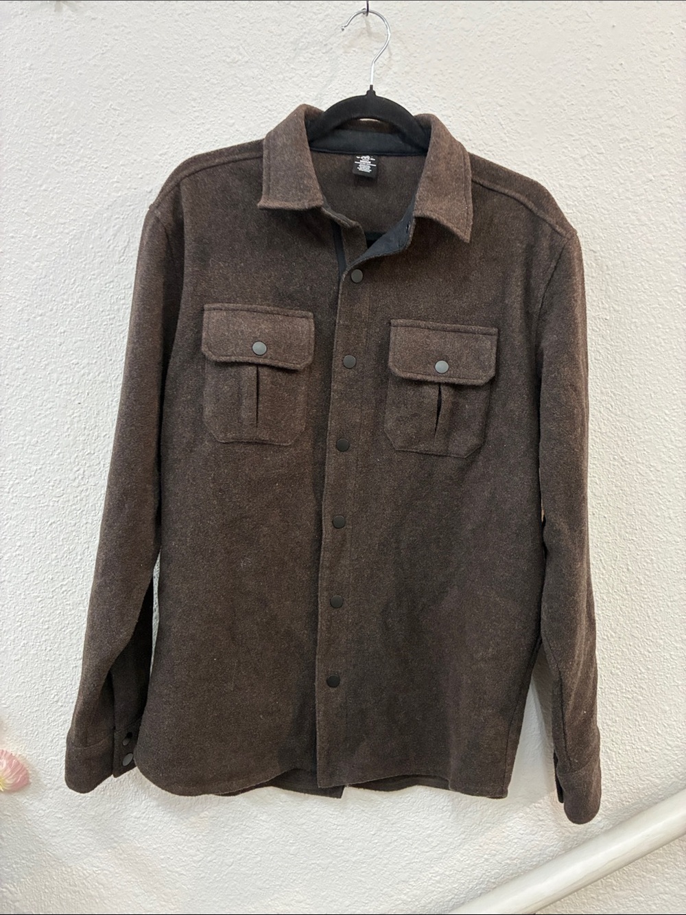 Woolx Wilder Mens Medium Brown Snap Flannel Shacket Merino Wool‎ Jacket - Picture 2 of 9